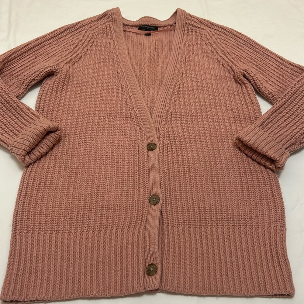 Banana Republic Women’s Cardigan Blush Rose Cotton/Wool Blend size M